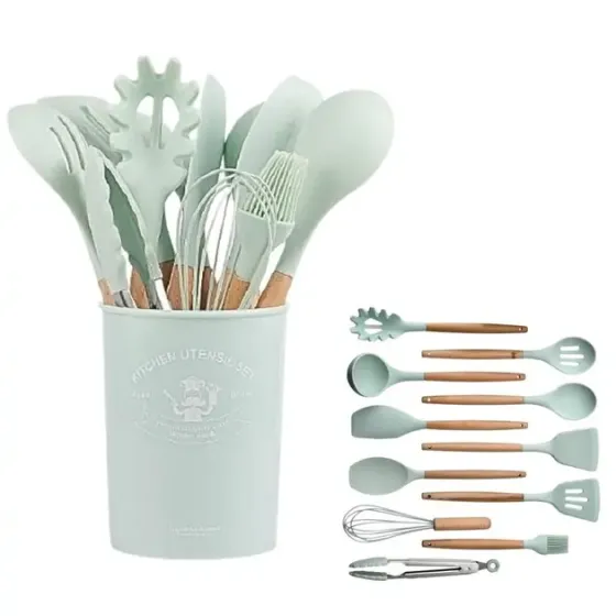 Набор кухонных принадлежностей силиконовый Kitchen Set RB-2239 бирюзовый (12 предметов) Коломия