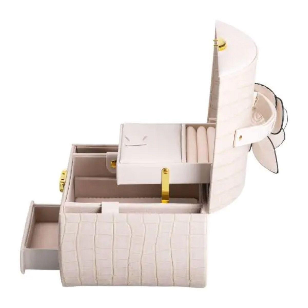 Шкатулка для прикрас з еко-шкіри, 3 яруси, з замком Київ - фото 2