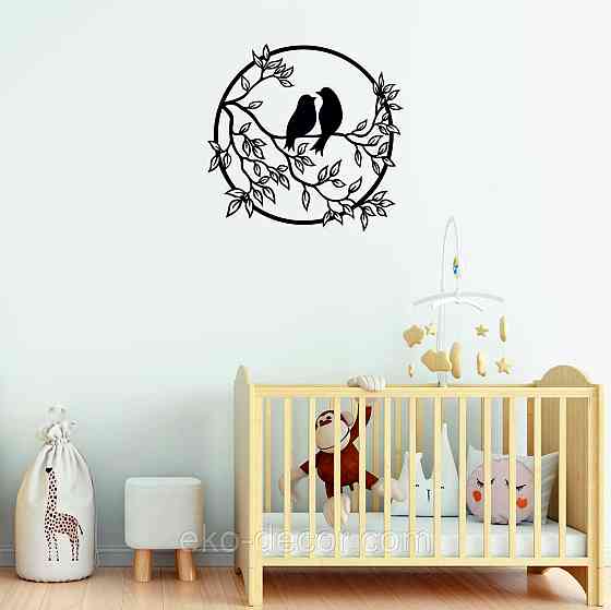 Декоративне настінне Панно «Пташки на гілці», Декор на стіну 70*67 см, Чорний Київ