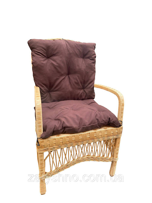 Стульчик плетеный с коричневой подушкой Киев - изображение 2