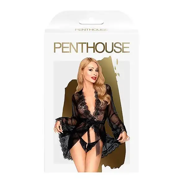 Комплект пеньюар, трусики з доступом та бралет Penthouse - Hypnotic Power Black S/L Львов - изображение 3