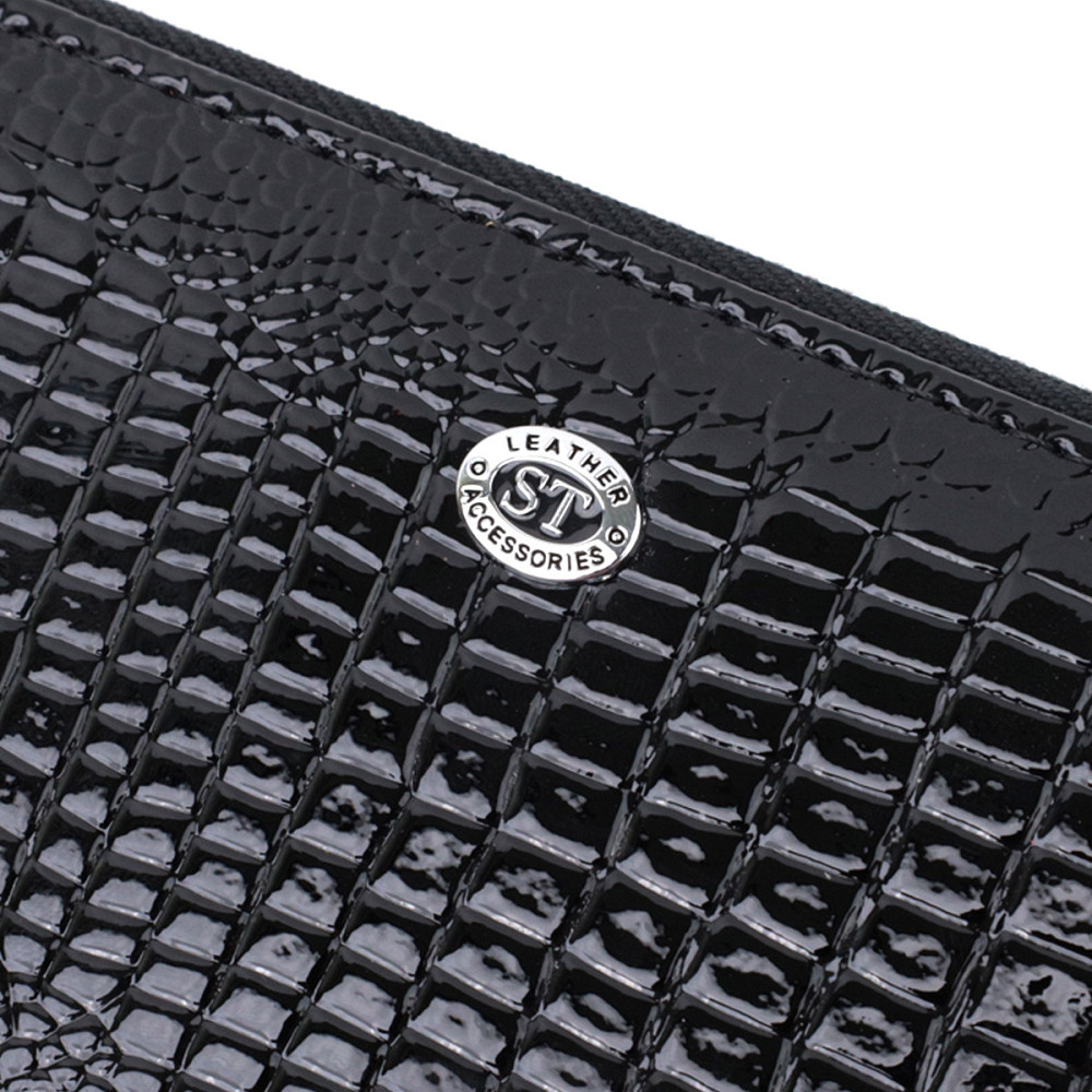 Лакированный женский кошелек на молнии Черный (ST Leather) Киев - изображение 9