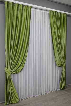 Комплект готових штор VR-Textil Оксамит № 902ш Салатовий 150х280 см 2 шт (30-707) Київ