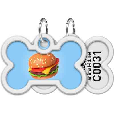 Адресник для животных WAUDOG Smart ID с QR паспортом "Гамбургер", кость 40х28 мм (231-4037) Винница