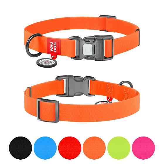 Ошейник для собак водостойкий WAUDOG Waterproof c QR паспортом, пластикова пряжка-фастекс, Ш 25 мм, Дов 38-58 см, помаранчевий Київ