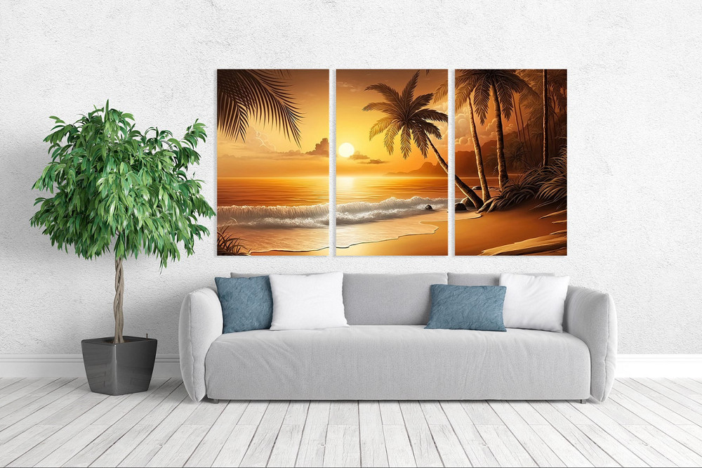 Модульная картина в гостиную / спальню   Захід сонця    ART-216_3A 70х130 см Киев - изображение 2