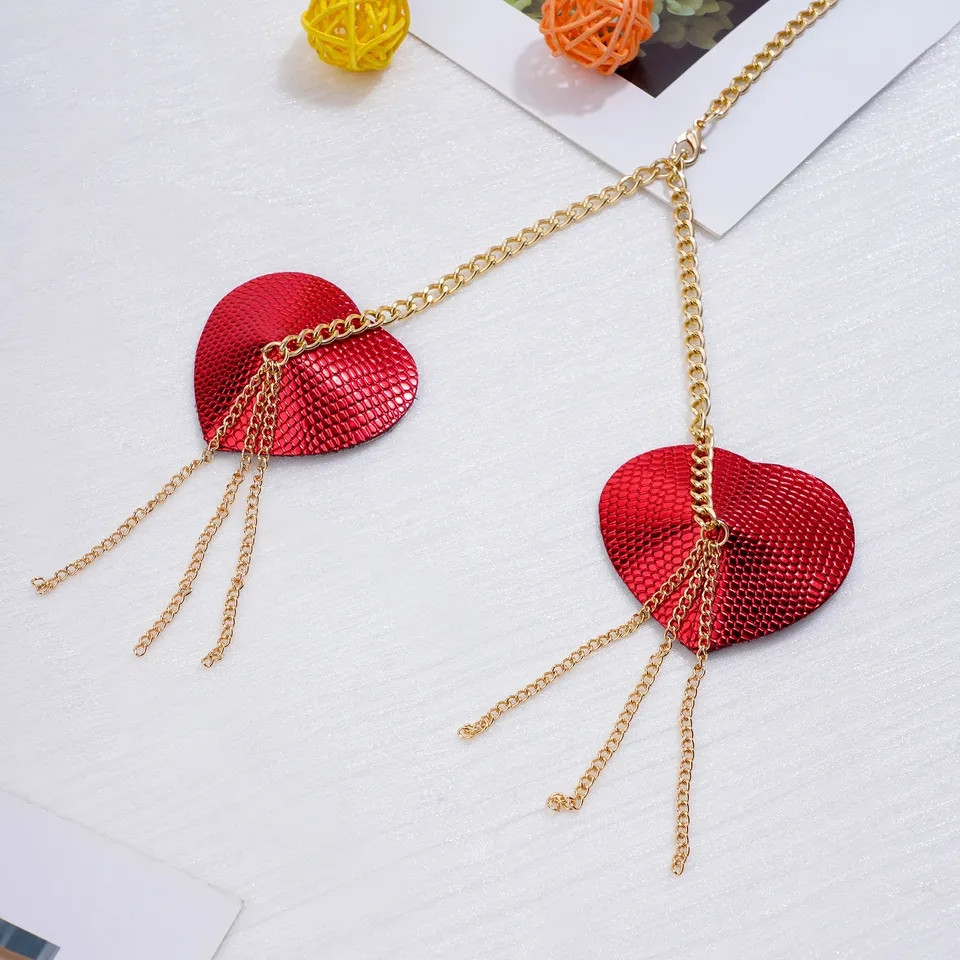 Стікіні наклейки на груди з ланцюжком та ошийником one size червоний Київ - фото 4