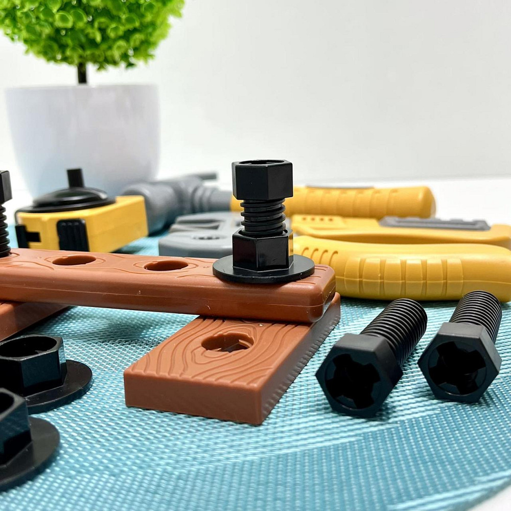 Набір інструментів 19 предметів жилет маска окуляри болти молоток плоскогубці Жовтий (T015A) Чернигов - изображение 4