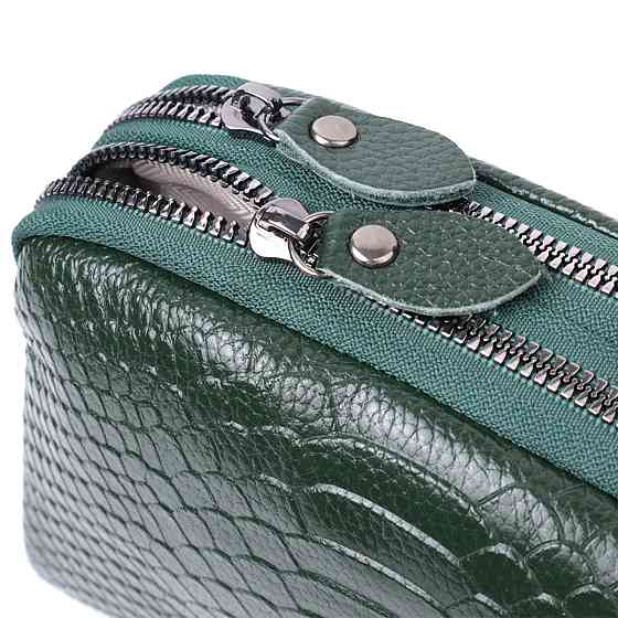 Жіноча компактна сумка на два відділення з натуральної шкіри Зелений (Vintage) Київ