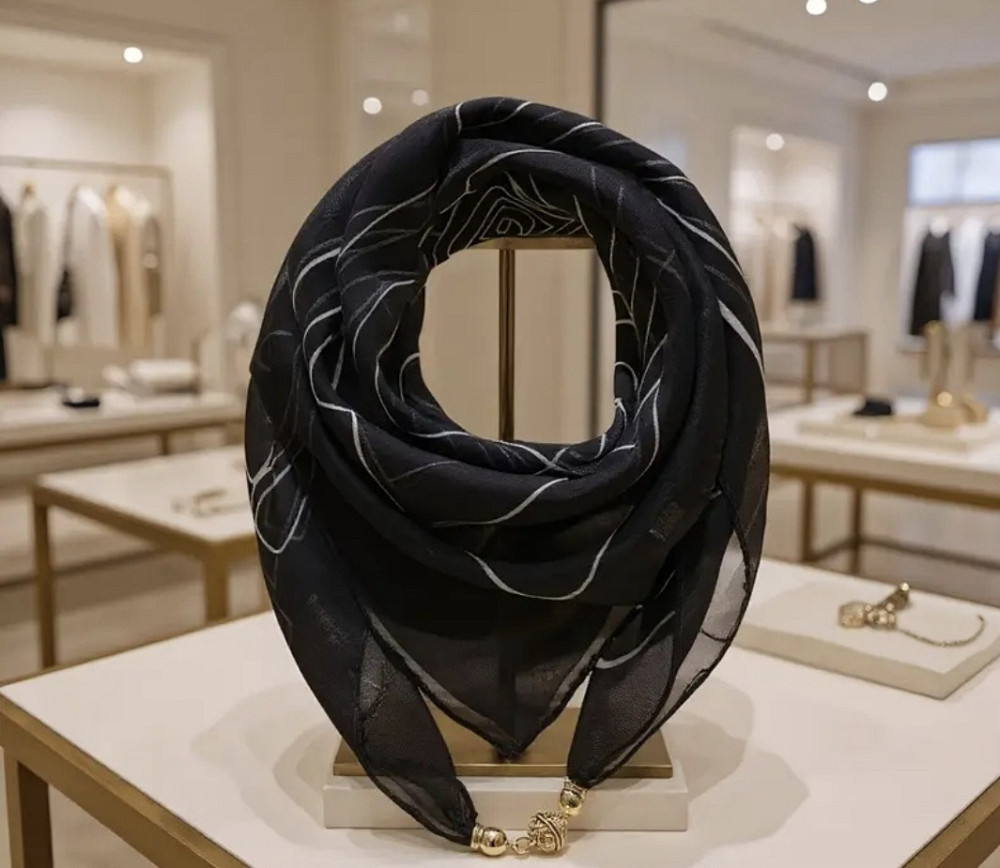 Шарф жіночий з магнітною застібкою Чорний Сміла - фото 5