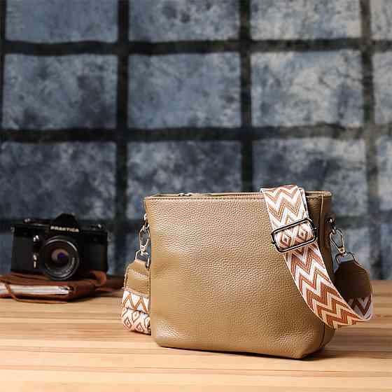 Жіноча шкіряна сумка на плече для повсякденного носіння Бежевий (Vintage) Київ