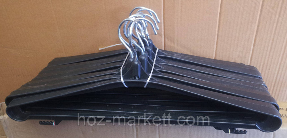 Плечики вішалки (тремпеля) чорні широкі з залізним поворотним гачком Харків - фото 8