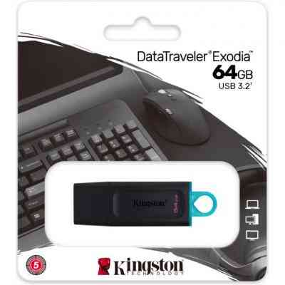 USB флеш накопичувач Kingston 64GB DataTraveler Exodia Black/Teal USB 3.2 (DTX/64GB) Вінниця