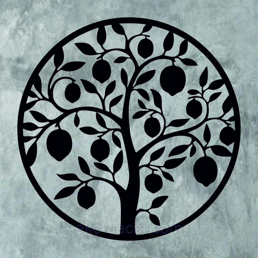 Декоративное настенное 3D Панно «Дерево в кругу» Декор на стену с объемом 70*70 см, Черный Киев - изображение 8