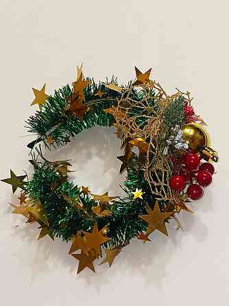 Обруч для волос новогодний с мишуры с игрушкой one size разноцветный ручная работа золотой Киев