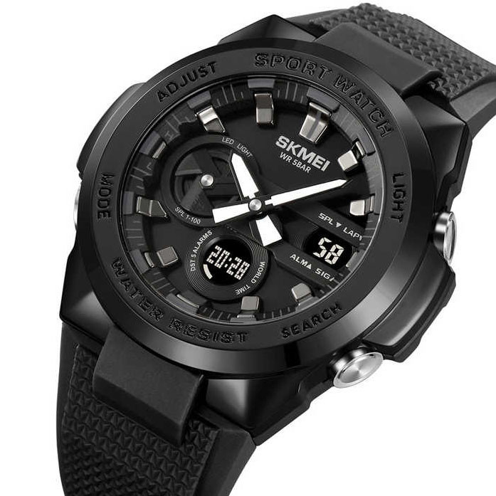 Чоловічі круглі спортивні годинники SKMEI 2105BK, Армійські електронні годинники для походів CF-86 Івано-Франківськ - фото 2