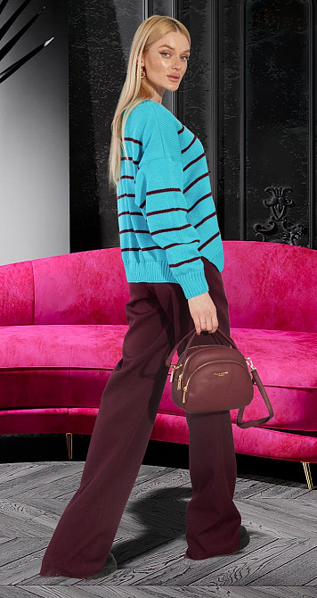 Свитер в полоску бирюзовый (42-46) Киев - изображение 5