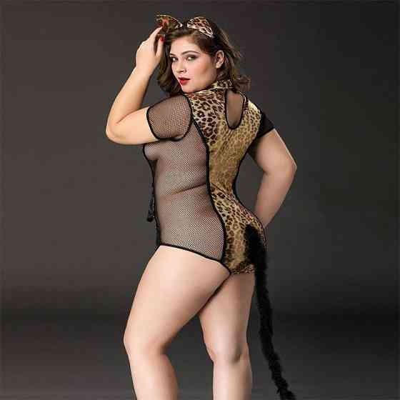 Еротичний костюм кішечки JSY «Імператриця Кітті» Plus Size, Black, боді, шнурівка, хвіст, вушка Sex Aura Київ