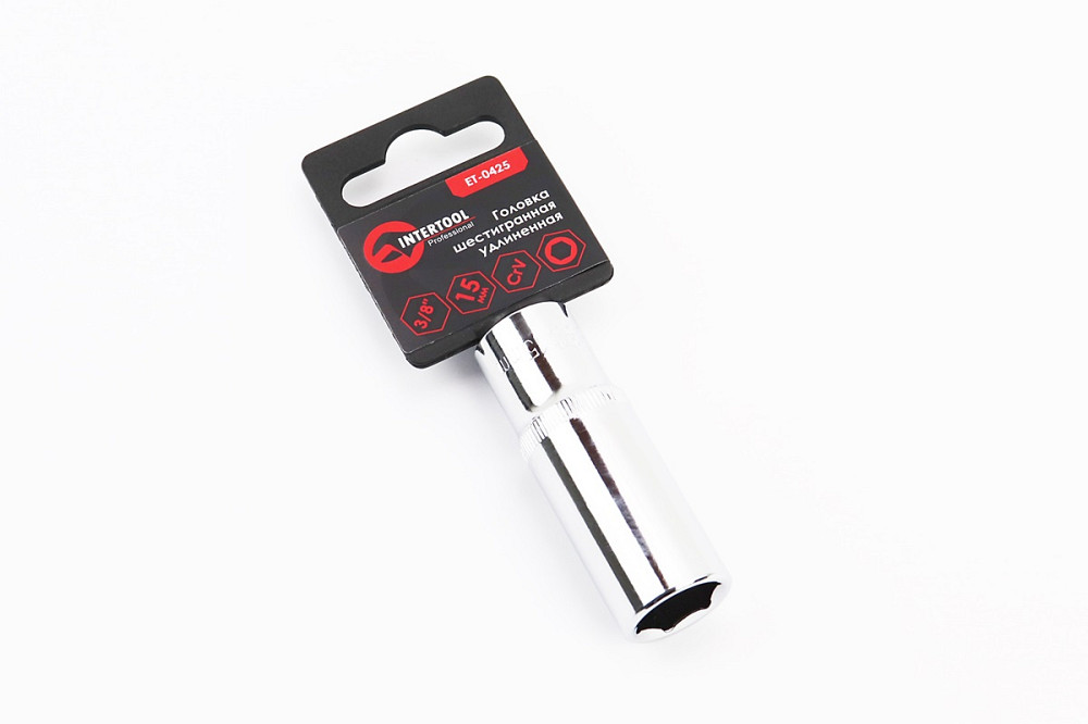 Головка торцева 6-гранна подовжена 3/8" 15мм CrV ET-0425 Київ - фото 1