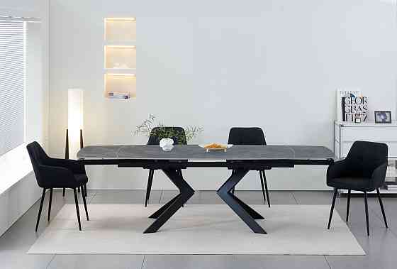 Стіл Топаз 180 (+80)*90, чорний/кераміка сіра Днепр