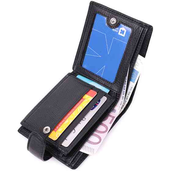 Кошелек для мужчин удобного размера из натуральной кожи ST Leather 22461 Черный Киев