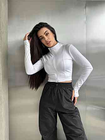 Женский прогулочный костюм двойка: кофта и штаны микродайвинг + плащевка Белый 2, 42/44 Одесса