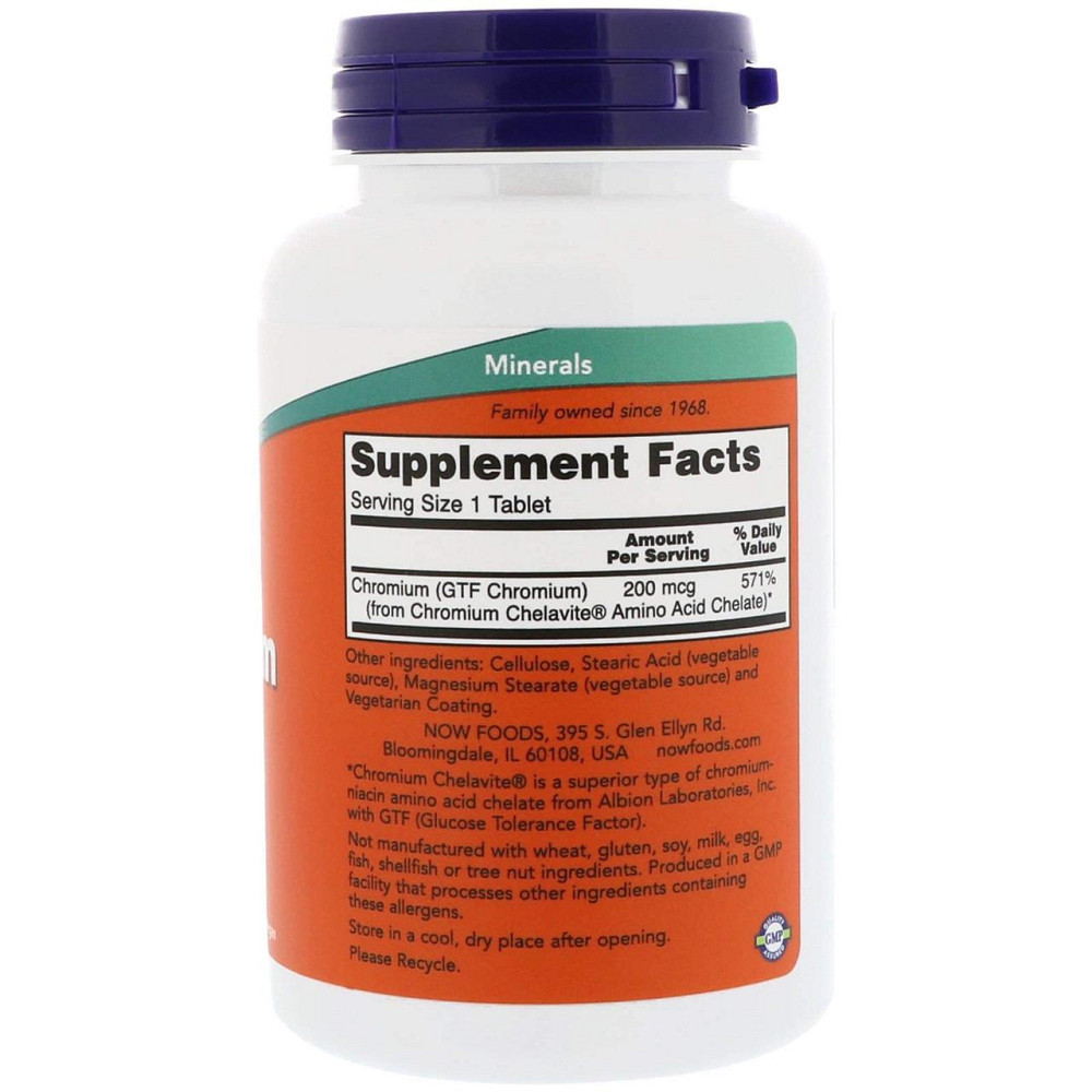 Хром Now Foods GTF Chromium 200 мкг 250 таблеток Київ - фото 2