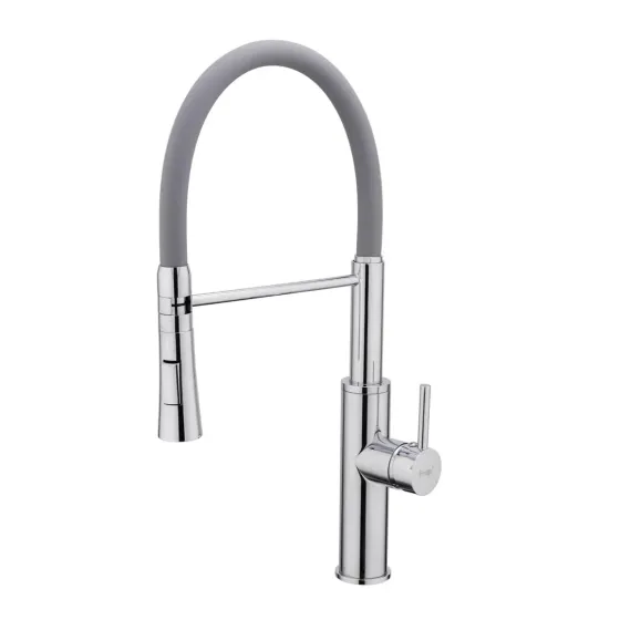 Змішувач для кухні Frap F4452-6 з гнучким виливом, 2 режими, сірий/хром Київ