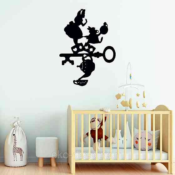 Декоративное настенное Панно «Алиса в стране чудес», Декор на стену 90*65 см, Черный Киев