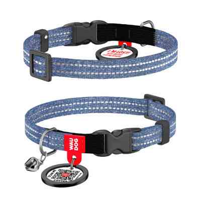 Ошейник для животных WAUDOG Re-cotton с QR паспортом, пластиковый фастекс XS синий (164212) Винница