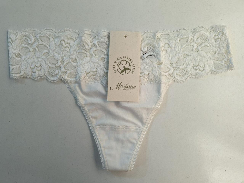 Стринги женские из хлопка с кружевным поясом цвет Шампань Marsana 01-008 L Киев - изображение 4