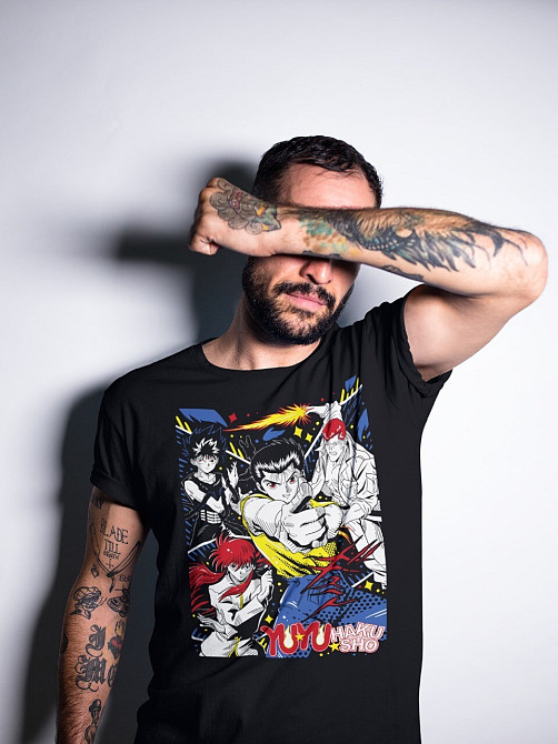 Футболка для хлопчика з аніме принтом Йу Йу Хакусхо Йусуке оверсайз (зріст від 165 до 180) Чорний AnimeJ0155m Дніпро - фото 3
