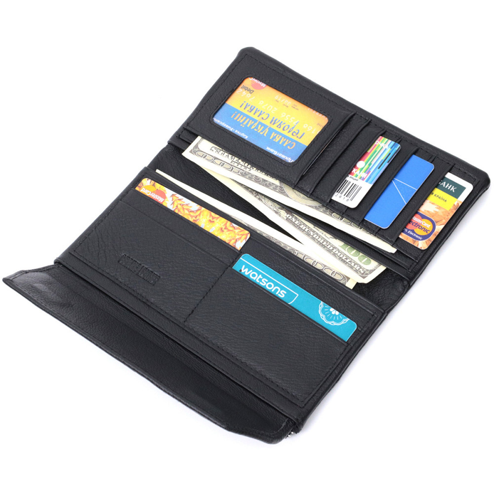 Жіноче портмоне з блоком для карт з натуральної шкіри ST Leather 22698 Чорний Київ - фото 9