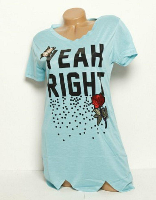 Футболка жіноча з написом 46 бірюзовий Київ - фото 1