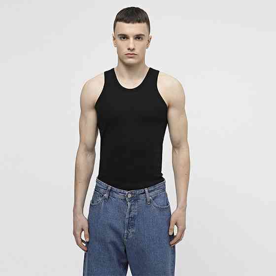 Майка мужская черная из хлопка Lans 11/002 Киев