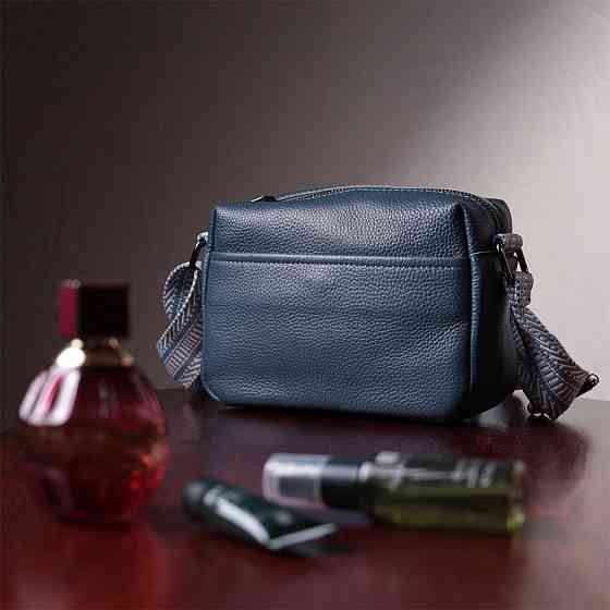 Трендовая сумка на одно отделение для стильных женщин из натуральной кожи Vintage 22605 Синяя Киев