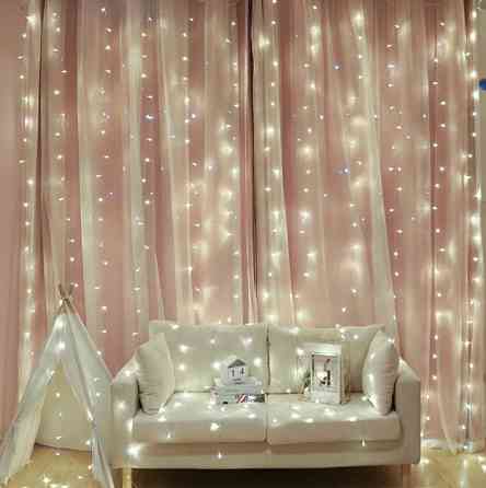Гірлянда штора завіса Водоспад 3х3 м 320 LED (білий шнур, з перехідником) Біле світло Вінниця