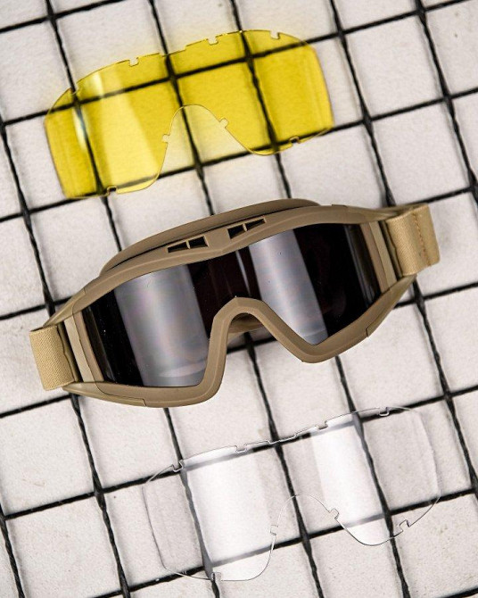 Защитные тактические очки-маска с сменными линзами  coyot  ПП7846 Одесса - изображение 2
