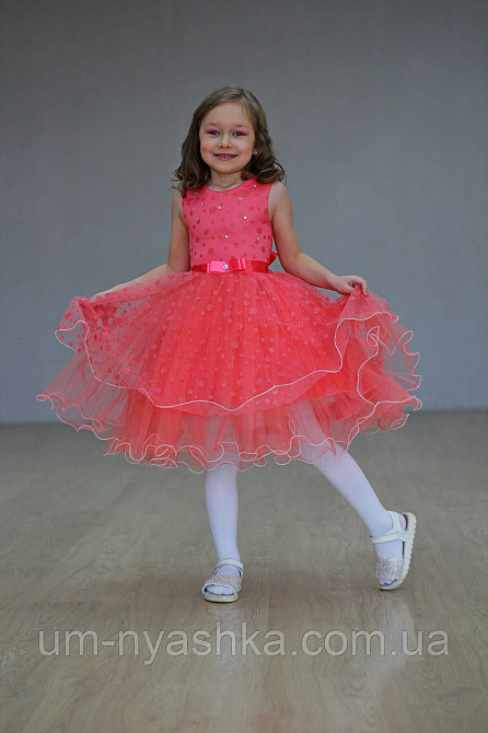 Детское нарядное платье Коралловое горох с блестками на 2-4 годика Кривой Рог - изображение 3