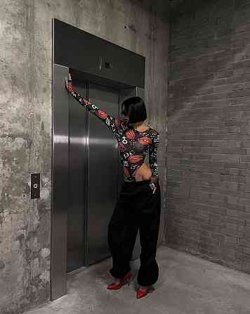 Женский стильный принтованный боди из сетки Одесса