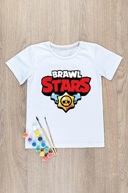Футболка-розмальовка дитяча Бравл Старс, топ 128 Крохатушка одяг Київ - фото 1