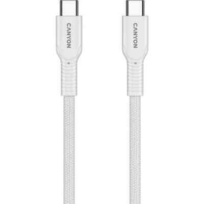 Дата кабель USB-C to USB-C 1.0m OnWire 60CL C-C 60W COLOR Braided 1m White Canyon (CND-CCAP60AB10W) Вінниця