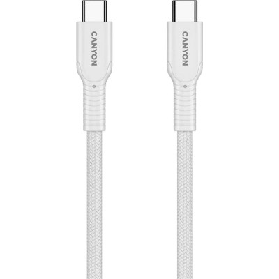 Дата кабель USB-C to USB-C 1.0m OnWire 60CL C-C 60W COLOR Braided 1m White Canyon (CND-CCAP60AB10W) Винница - изображение 3