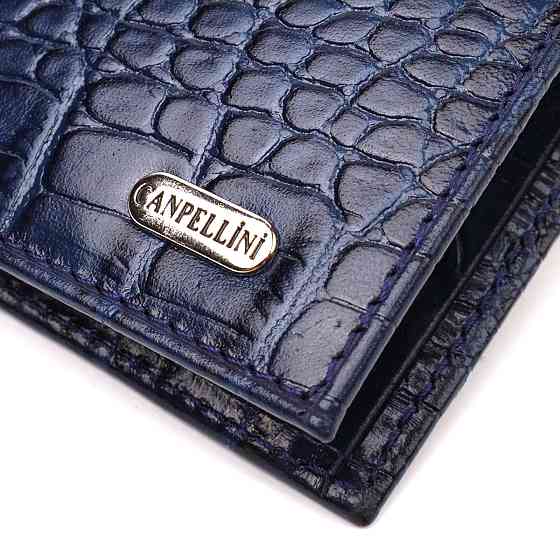 Интересное мужское портмоне из натуральной фактурной кожи CANPELLINI 21774 Синее Киев
