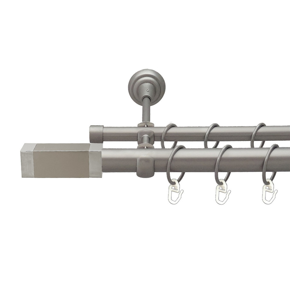 Карниз Orvit Квадро металевий дворядний відкритий гладка труба кільце металеве Сатин 25\16 мм 160 см Львов - изображение 1