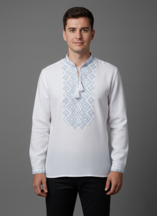 Чоловіча сорочка-вишиванка сірих відтінків на довгий рукав Київ