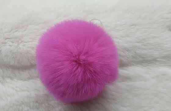 Хутряний бубон на шапку з кролика Rex Малиновий Харків