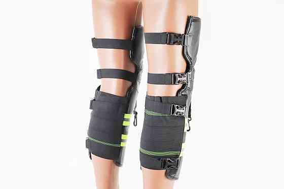 Наколінники захисні, утеплені (коліно+гомілка) к-кт 2шт, Чорні зі світловідбиваючою смугою Киев