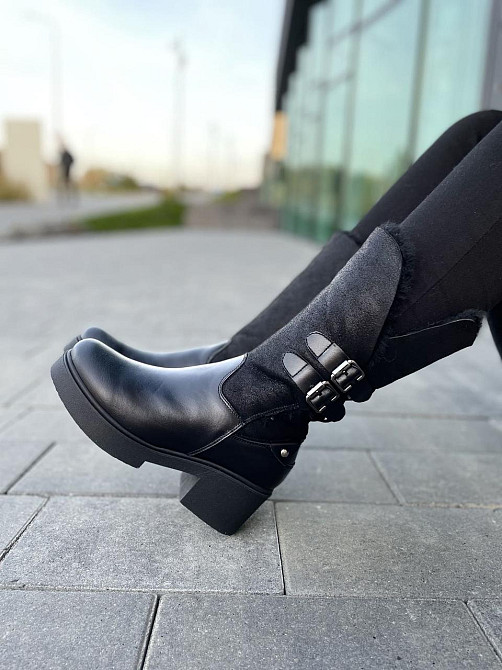 Чоботи жіночі на підборах чорні зимові теплі, на хутрі 3217 з натуральної шкіри р. 37-39 2782 Коломия - фото 2