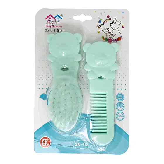 Набір дитячий гребінець і щітка "Ведмедик" MGZ-0711(Turquoise) бірюзовий Вінниця